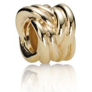 Pandora Handmade 14 K Gold Bead with Beautiful rope braid design.
